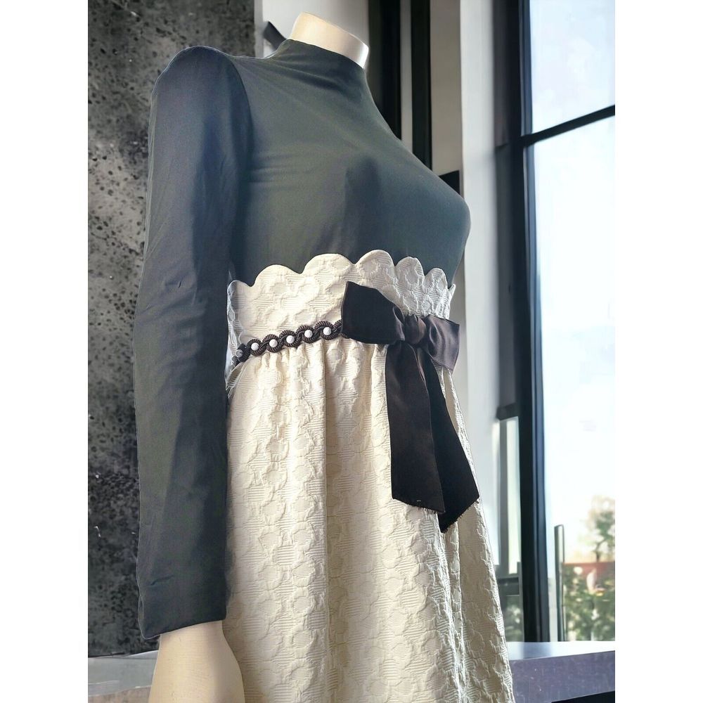 Vintage Kiki Hart 60's Maxi Dress Textured With Braid Trim And Brown Top With... - Picture 2 of 16